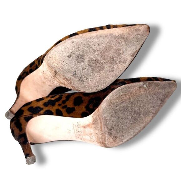 J. Crew Collection Ponyhair Hazelnut Leopard Elsie Heels Pumps Size 7.5 Italy - Picture 8 of 14